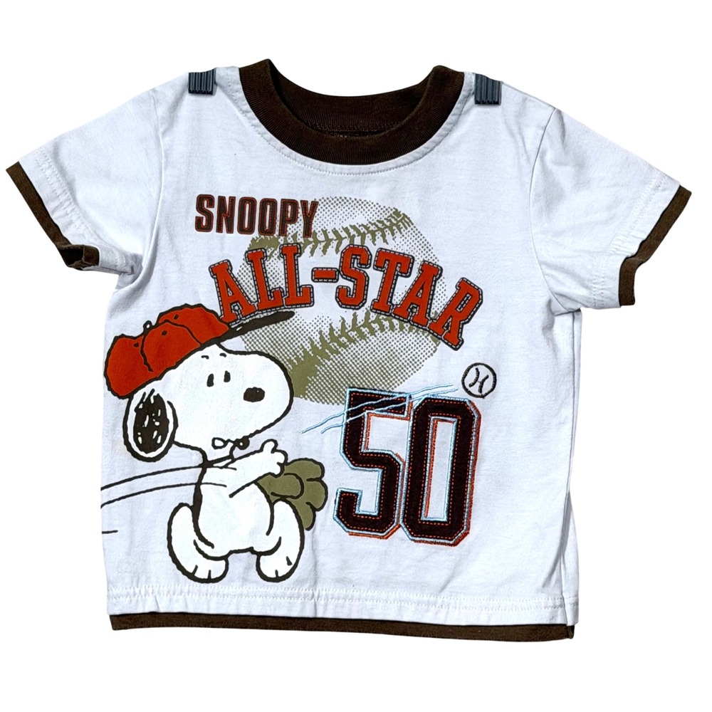 Vintage Y2K Snoopy Peanuts Baseball Shirt 24M All Star 50 Woodstock Ringer Tee